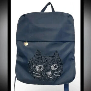 Lalacub Women’s/Girls Japanese Bedazzled  Cat Face Blue Lightweight Backpack